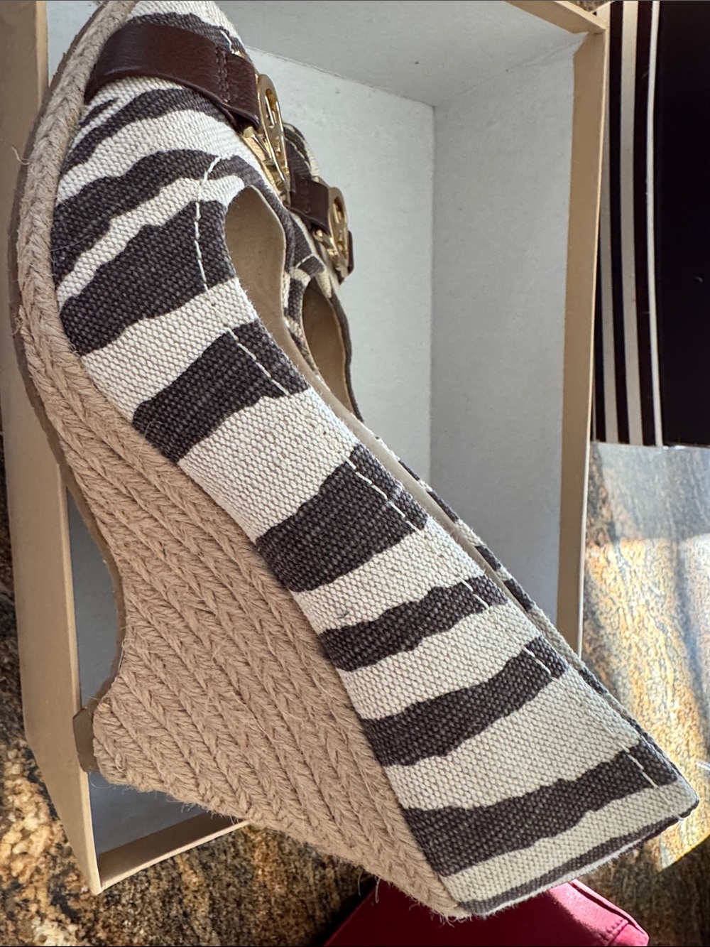 MICHAEL Michael Kors Brown & Cream Logo Ballet Flats